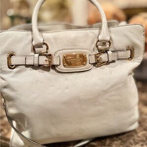 Michael Kors Cream Shoulder Bag with Gold Accents